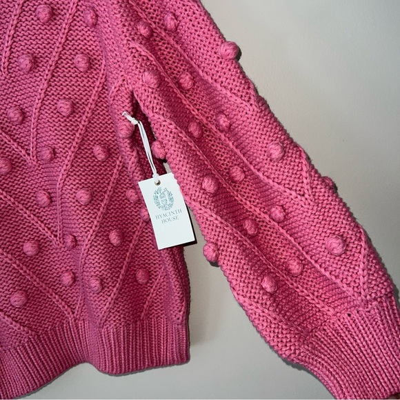 NEW Hyacinth House TUCKERNUCK Punchy Pink Pom Pom Lainey Sweater Women's Medium - Picture 3 of 10